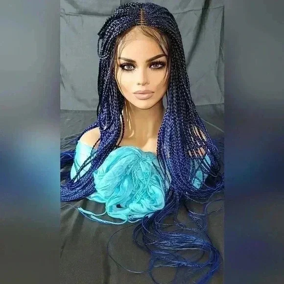 Blue Braided wig 100% handmade, ombre wig, NWT exotic colors absolutely gorgeous - Picture 15 of 15